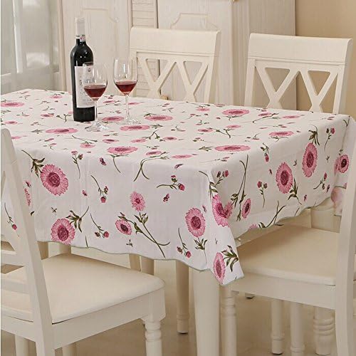 Dingoo 53x71 Inch Rectangular Tablecloth Pink Flower Printed Waterproof and Oilproof Tablecloth Table Cover (pink)