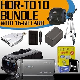 Sony HDR-TD10 High Definition 3D Handycam Camcorder with 10x Optical Zoom 16GB Starter Kit
