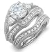 3.75 CT 3 Stone Ladies Round and Trillion cut Cubic Zirconia CZ Wedding Bridal Engagement Ring with Matching Band Set (Available in size 6, 7, 8)