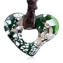 Silver Foil Deep Green Heart Pendant