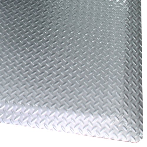 Rhino MatsDTB3648 Diamond Plate Brite Anti-Fatigue Mat, 3' Width x 4' Length x 9/16" Thickness, Shiny Metallic