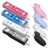 4 Set of Soft Silicone Skin Case for Nintendo Wii Remote Control / Controller & Nunchuk (Black + Clear White + Pink + Blue)