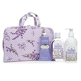 Crabtree & Evelyn Lavender Essentials 3 Piece Gift Set with Full Size Hand Therapy, Bath & Shower Gel, Hand Lotion in Zippered Travel Case