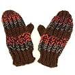 Winter Hand Knit Made Mitten Gloves Multicolor Brown with Multi-Colors