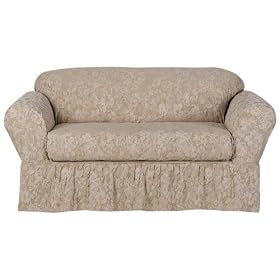 Simply Shabby Chic® Floral Jacquard Loveseat Slipcover - Khaki