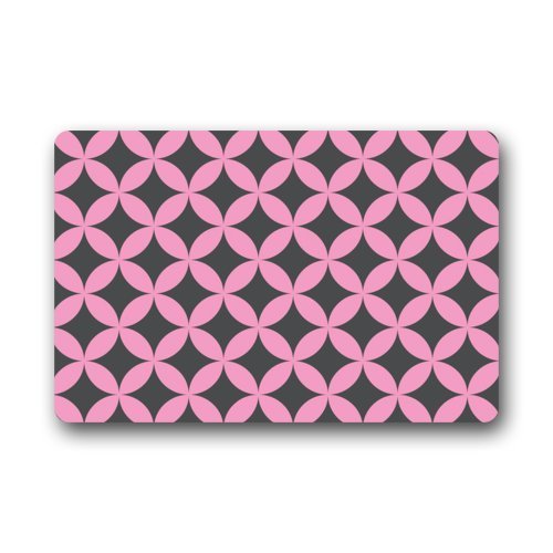 Home Decor Personalized Pink Grey Overlapping Geometric Circles Seamless Pattern Machine-washable Indoor/Outdoor Door Mat 23.6"(L) x 15.7"(W)