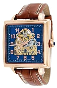 Adee Kaye #AK8022-MRG2 Men's Square Self Winding Automatic Skeleton Watch