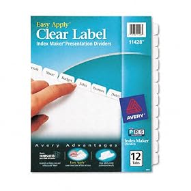 Avery - Index Maker Clear Label Punched Dividers, 12-Tab, Letter, White - Pack of 15