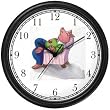 This Little Piggy - Stayed Home - from Mother Goose by Artist: Sylvia Long Wall Clock by WatchBuddy Timepieces (Black Frame)
