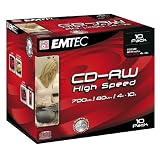 EMTEC 700 MB 4-10x CD-RW, EKOR801010JCN Jewel Cases (10-Disc Spindle, Silver)