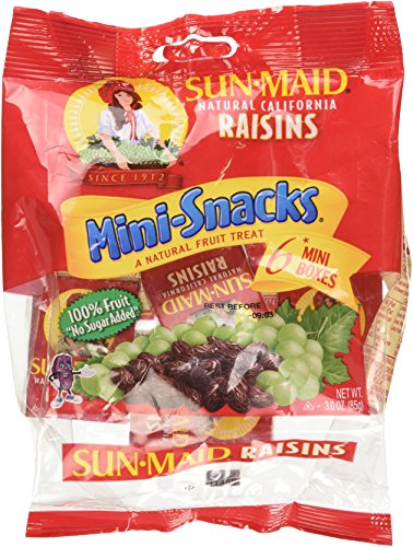 SUN Maid Natural California Raisins Mini-snacks a Natural Fruit Treat: 12 Packs of 6 Mini Boxes (Total of 72 Boxes) - Dt