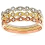 10k Tri-Color Gold Diamond Stack Rings (1/6 cttw, I-J Color, I2-I3 Clarity)