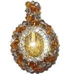 Kwan Yin Pendant 03 Spiritual Swarovski Gold Goddess Quan Beaded 24 Kgp 1.6