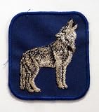 Aufnäher heulender Wolf - Farbe blau