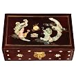 Handmade Lacquer & Mother Of Pearl Jewelry Box With Mirror - Dragon & Phoenix Design