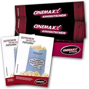 CinemaxX-Paket: Variante 3 (2 Kinogutscheine, 2 Popcorngutscheine)
