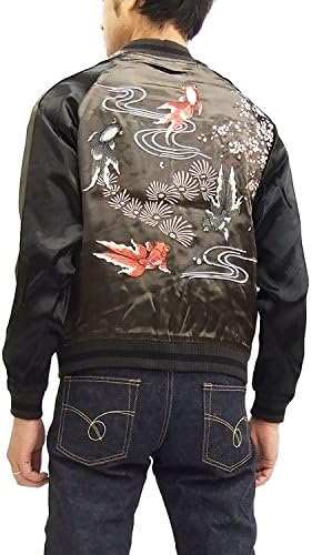 Japanesque Japanese Souvenir Jacket 3RSJ-015 Goldfish Men's Sukajan (Medium)