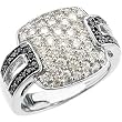 14K White Gold Black and White Diamond Ring - 1.50 Ct.