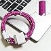 Boxeroo Bundle of 5 Extra long(6 feet/2m) Nylon Braided Tangle-Free USB Data Cable Sync Cord for iPhone 4S 4 3GS 3G iPod Touch 1 2 3 iPad 1 2 3 (Black/White/Pink/Purple/Hot Pink)