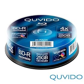 25 QUVIDO BD-R 25Go 4x surface imprimable en CakeBox // RiTEK
