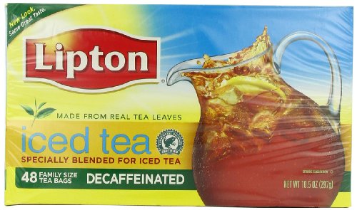 Lipton Iced Tea Bags, Decaffeinated, Family Size 48 Count,  Ounce Boxes (Pack of 3) 10.5