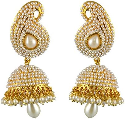 Indian Ethnic Bollywood Design Gold Plated Beautiful Jhumka Earrings with Pearls for Women ...