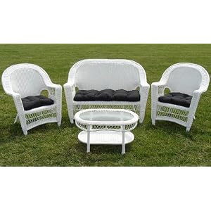 Saratoga 4-Piece Resin Wicker Patio Set - White