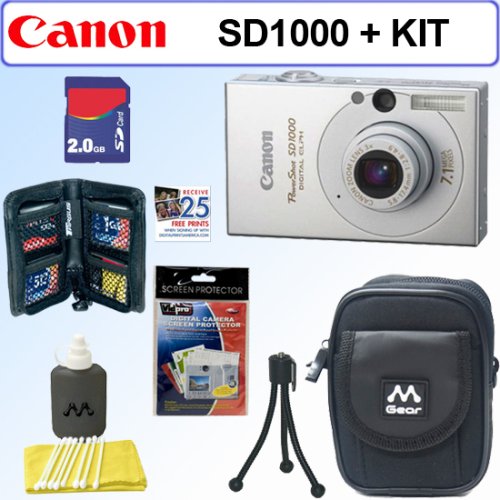 Canon PowerShot SD1000 7.1 MP Digital Elph Camera + 2GB Accessory Kit