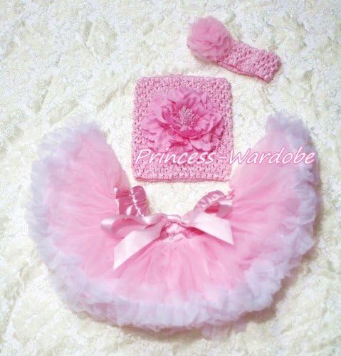 Baby Pettiskirt 3PC Set - Princess Costume Photo Prop (3-12 months) (Light Pink)