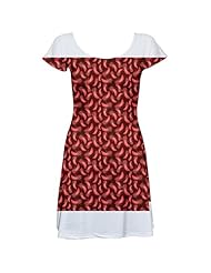General Print Stretchy Feathers Short Sleeves Polyester/Spandex Skater Dress 