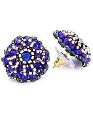 Miguel Ases Blue Quartz and Swarovski Button Earrings