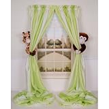 Curtain Critters Plush Jungle Safari Giraffe and Chocolate Monkey Curtain Tieback, Car Seat, Stroller, Crib Toys Collector Set
