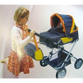 Doll Carriage Pram Stroller 3-in-1 Carrier Set with Adjustable Handle by 