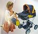 Doll Carriage Pram Stroller 3-in-1 Carrier Set with Adjustable Handle
