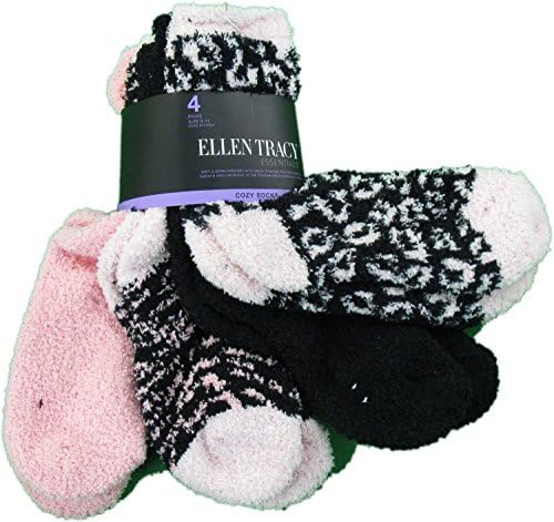 Ellen Tracy Essentials 4-Pairs Ladies Cozy Socks Multi Pink &amp; Black