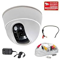 VideoSecu Dome Security Camera Built-in 1/3' Sony CCD High Resolution 520TVL 3.6mm Wide View Angle Lens for CCTV Home DVR Surveillance System with Bonus Power Supply, Audio Video Power Extension Cable and Preamp Microphone CHG