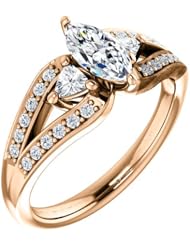 10K Rose Gold Marquise Cut Diamond Ring -- LIFETIME WARRANTY