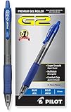 Pilot G2 Retractable Premium Gel Ink Roller Ball Pens, Bold Point, Blue Ink, Dozen Box (31257)