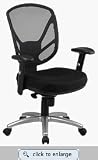 Office Star S2721 SCREEN BACK CHAIR WITH ALUMINUM FINISH BASE, 2 TO 1 SYNCHRO TILT AND SOFT PADDED ADJUSTABLE ARMS