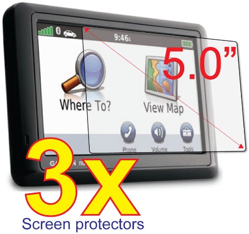 3x Garmin Nuvi 50 50LM 50LT 50LMT T LT LM LMT GPS Premium Clear LCD Screen Protector Cover Guard Shield Protective Film Kit (3 Pieces)