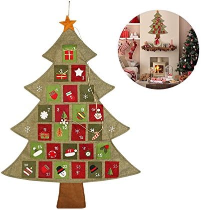 Christmas Season Hanging Countdown Advent Christmas Tree Calendar for Party Decor (Style 2)