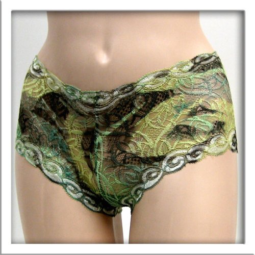 Venus 2 Pack Green Floral Sheer Tanga Panty #0070 sz S