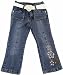 Toddler Girls Floral Embroidery Denim Jeans with Heart Shape Belt