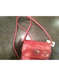 Beauty: Fossil Pink Leather Turn Lock Crossover Purse Handbag - Fossil