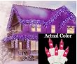 Set of 100 Pink Icicle Christmas Lights - White Wire