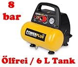 Produkt-Bild: Druckluft Kompressor 1.100 Watt, 1,5 PS, 8 bar, 6 Liter Tank
