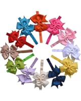 QS&reg; Baby Girl Elastic Headbands Chiffon Flower, Bow, Crystal