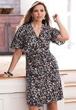 Jessica London Plus Size Wrap Dress With Flutter Front
