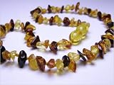 Baltic Amber Baby Teething Necklace w/ Jewelry Pouch - Multicolored Chips