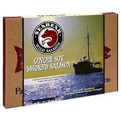 Seabear Wild Salmon Ginger Soy Smoked Salmon Traditional Northwest Smoked Salmon with a hint of Soy Sauce 6-Ounce (Pack of 2)